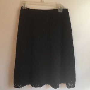 Loft crochet black skirt a line elastic waist